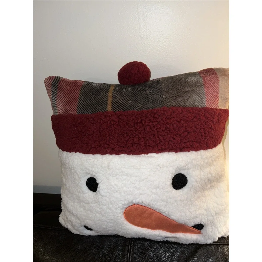 Pillow Cushion Cover Fleece Christmas Snowman  Holiday Decor 16